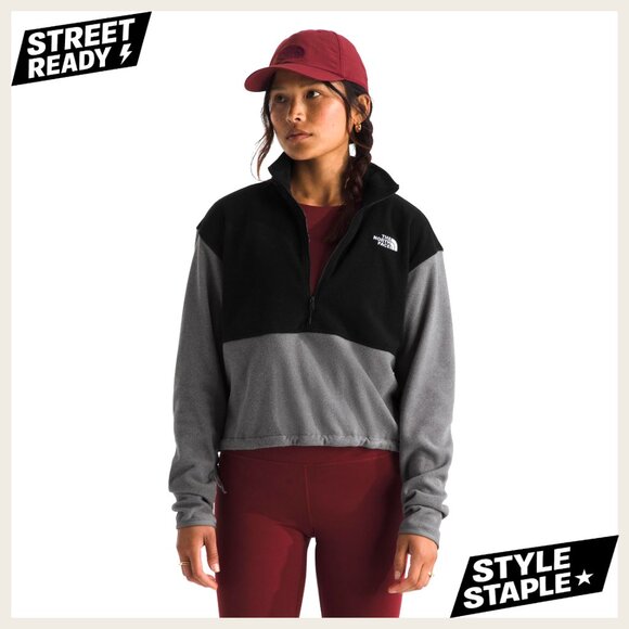 Women's Fleece Half Zip Pullover Jacket with Zip Pockets Stretch Fabric